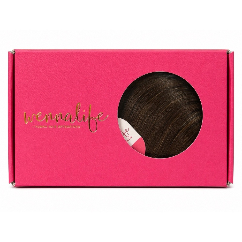 WENNALIFE Human Hair Clip-In Extensions Dark Brown Remy Human Hair 20" New